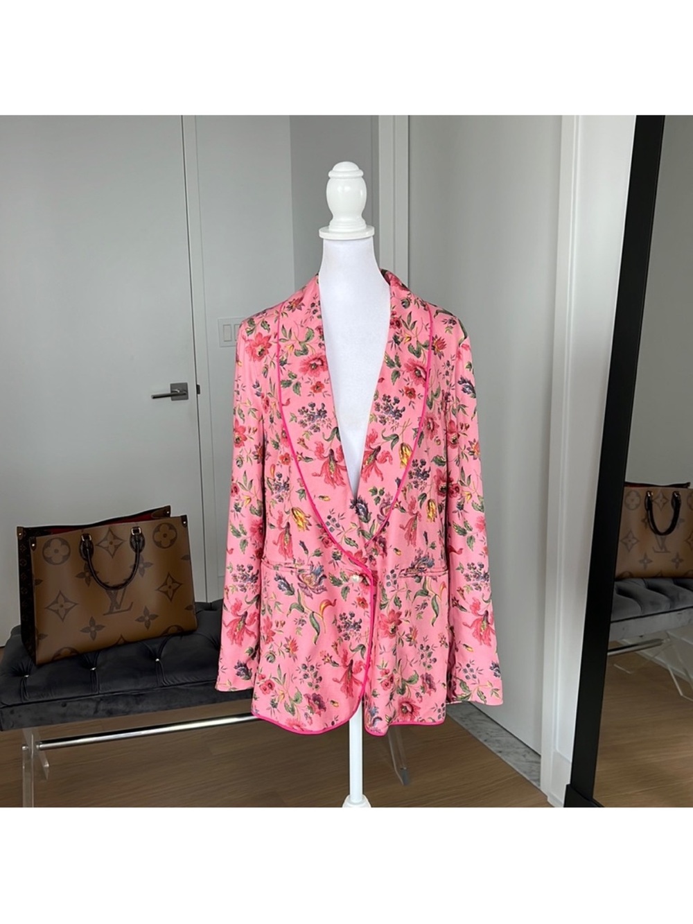 L.K. BENNETT GABBY Blazer Jacket Pink Multi Romance Floral Size US 6 Spring